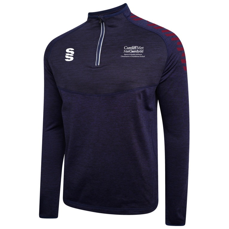 Cardiff Met Sport - 1/4 Zip Dual Performance Top - Maroon Trim - Unisex Fit