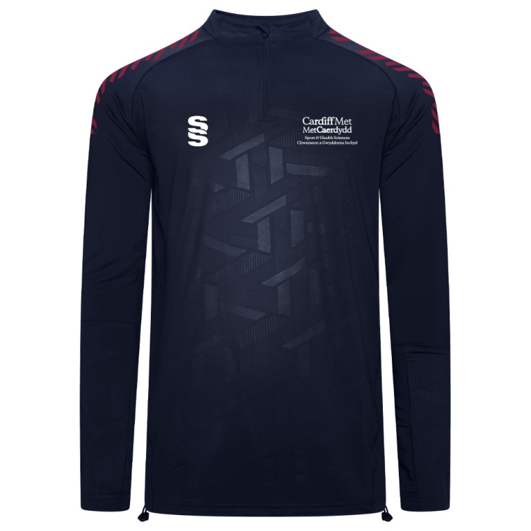 Cardiff Met Sport - Impact 1/4 Zip Performance Top - Maroon Trim - Men's/Unisex Fit