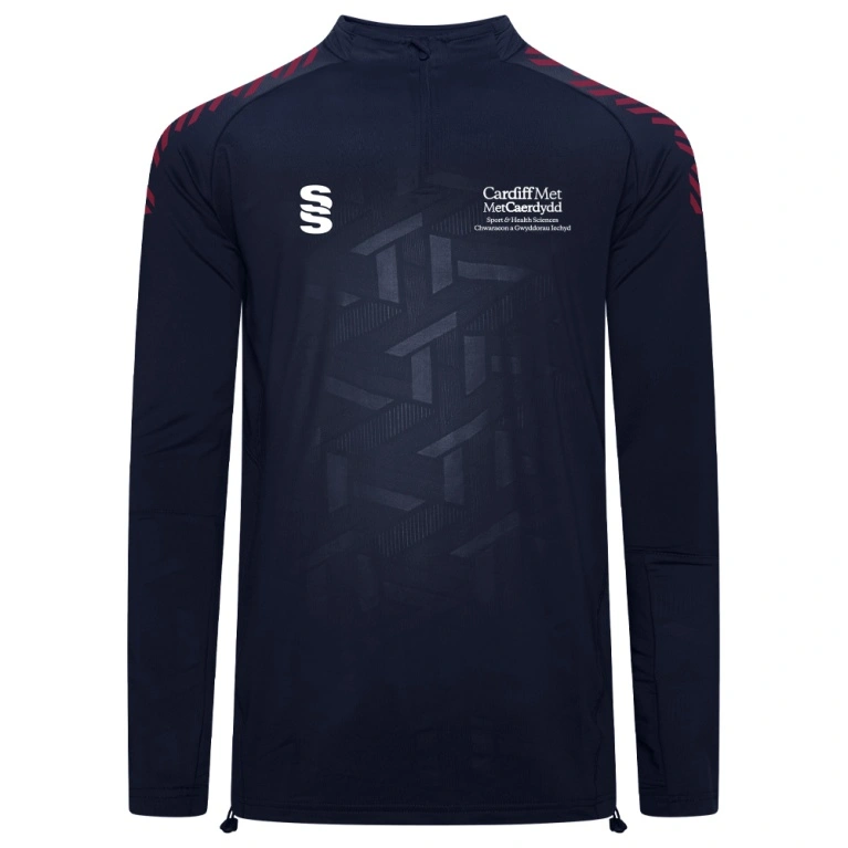 Cardiff Met Sport - Impact 1/4 Zip Performance Top - Maroon Trim - Men's/Unisex Fit