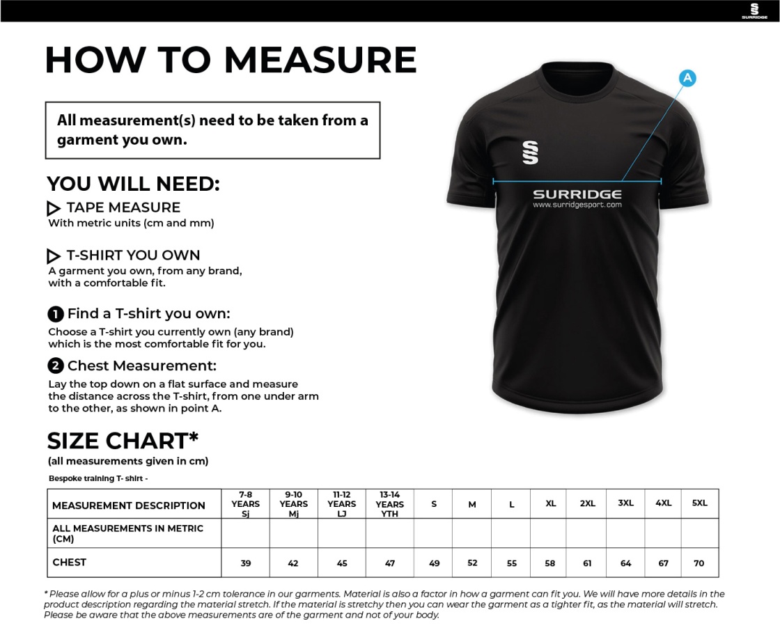 Cardiff Met Sport - Impact T-Shirt - Men's/Unisex Fit - Size Guide