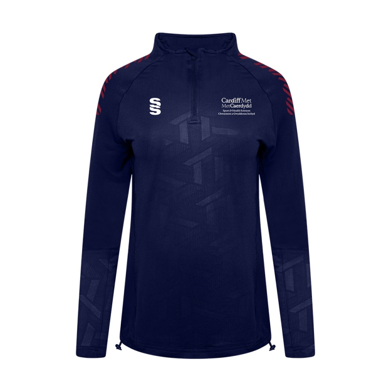 Cardiff Met Sport - Impact 1/4 Zip Performance Top - Maroon Trim - Women's Fit