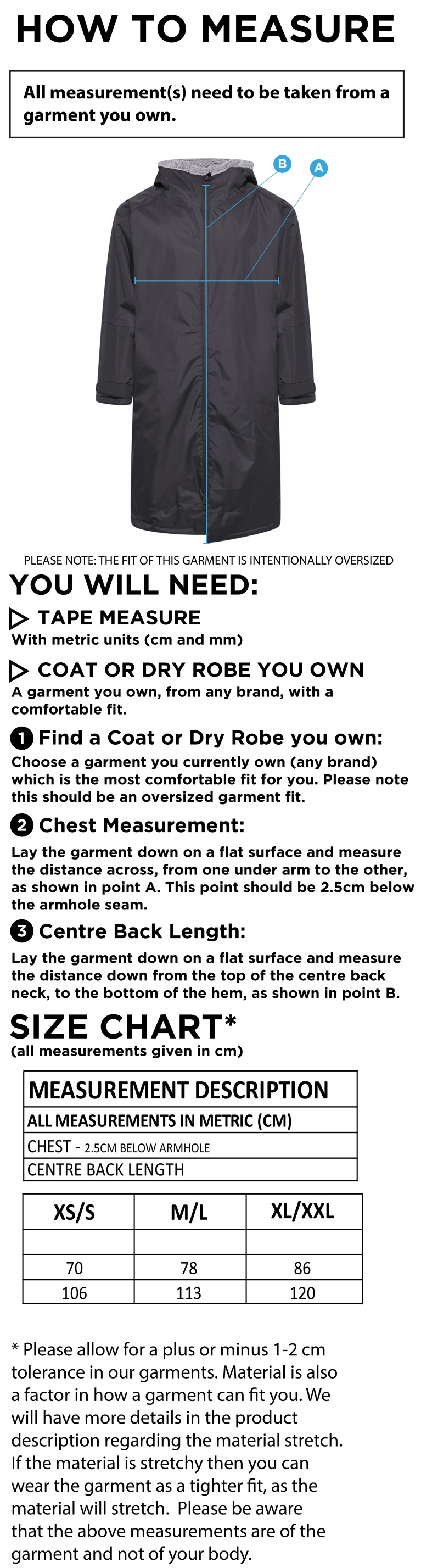 Cardiff Met Sport - Active Fleece Thermal Robe - Unisex Fit - Size Guide